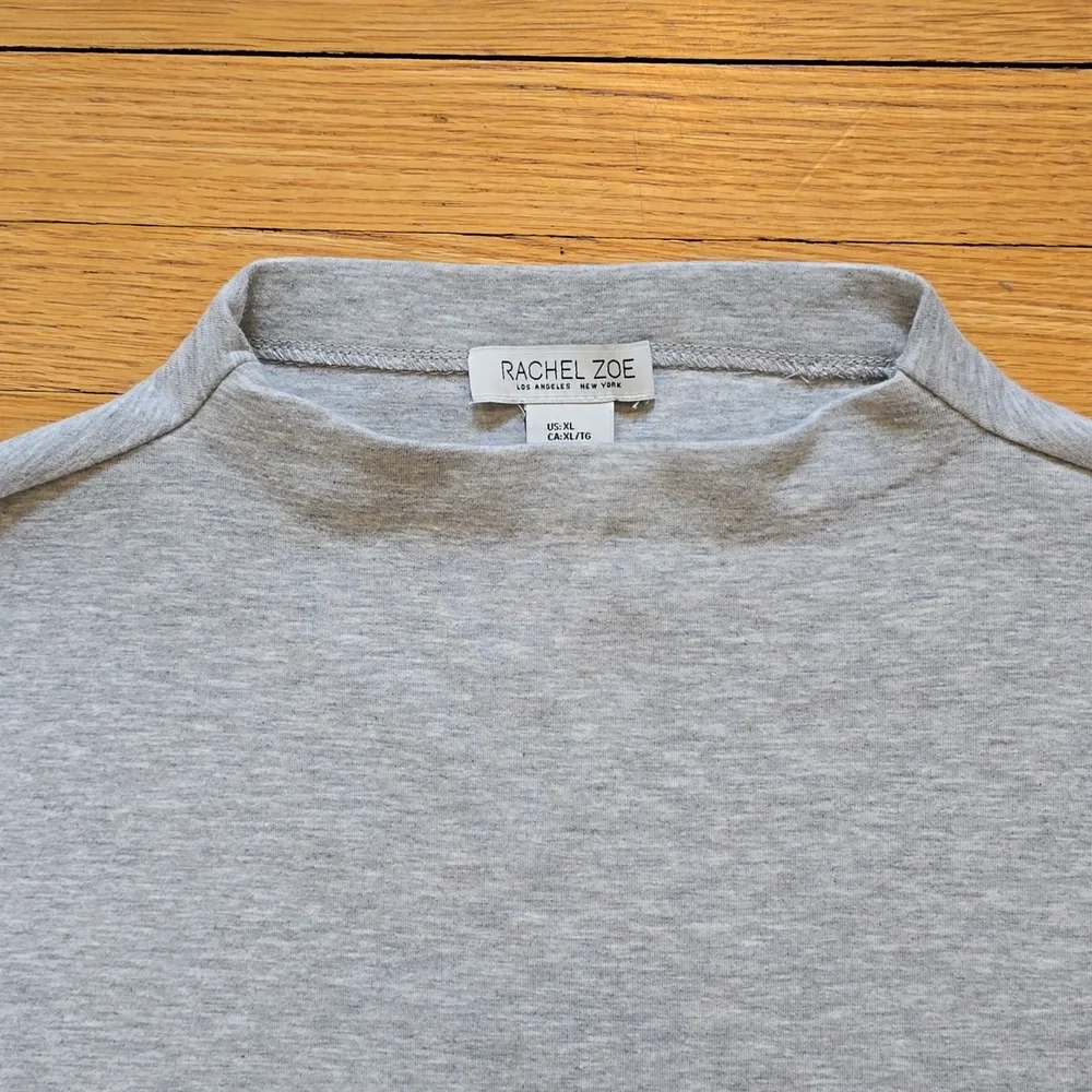 Rachel Zoe, Mockneck Boxy Drop Shoulder Sweatshirt, Gray, EUC, Women's XL - Picture 4 of 14